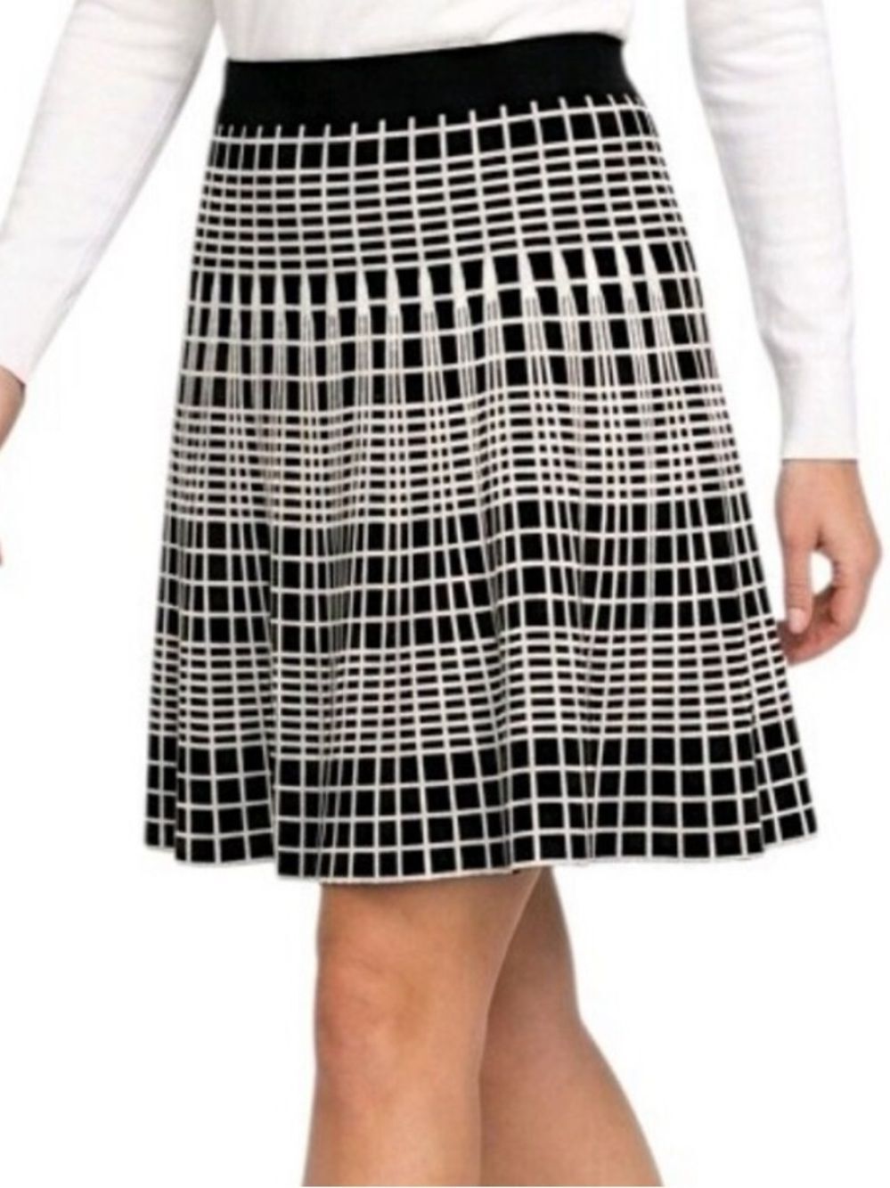 Chelsea & Theodore Black and White Grid Skater Skirt extra large new with tags